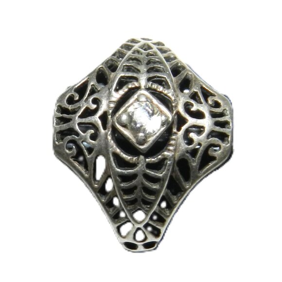 AVON 925 Sterling Silver Vintage GRP Round-Cut Shaped  Ornate Ring Size 5 - Picture 2 of 8